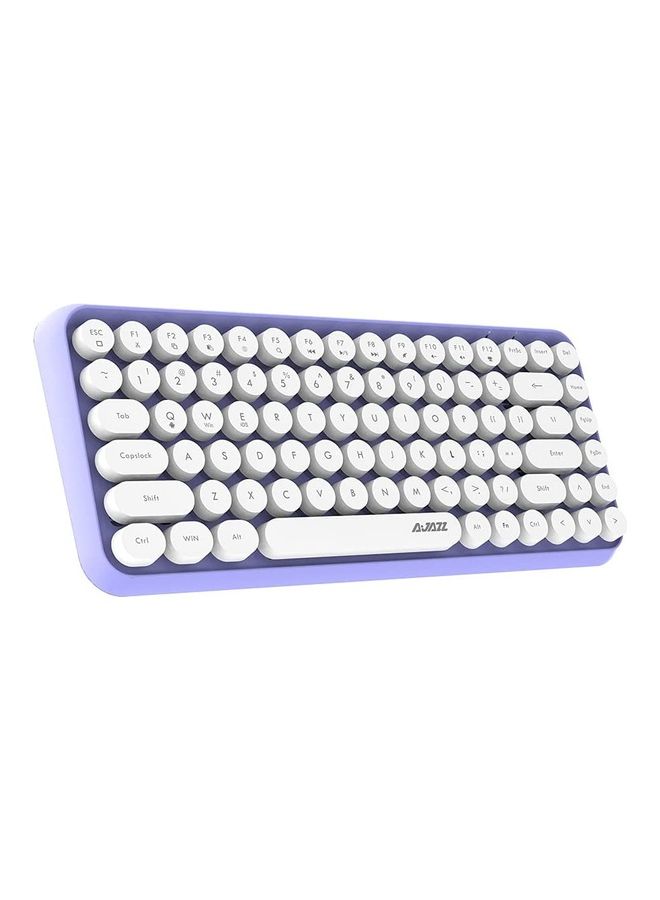 Wireless Bluetooth keyboard, Cute Mini 84-key Compact Keyboard, 2.4GHz wireless connect, Typewriter ABS Retro Round Key Caps, Matte Panel, Ergonomic Design for PC Computer Laptops Purple - Image 2